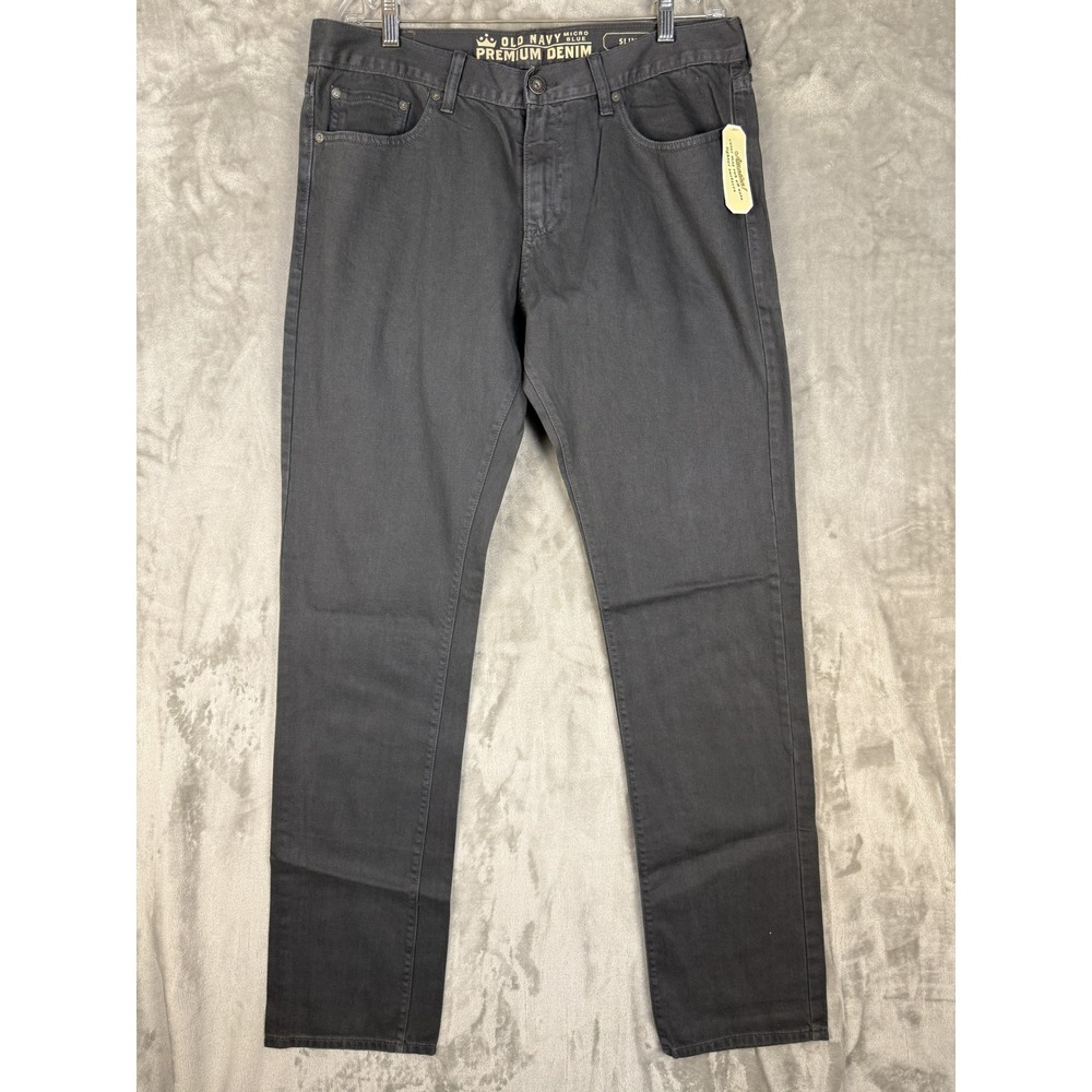 Old Navy Premium Denim Micro‎ Blue Slim Fit Men's Jeans Gray 34x36